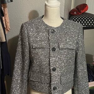 Banana Republic Black and Gray Blazer Tailored Tweed